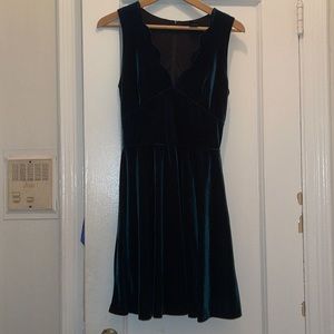 Aqua Dark Green Velvety Dress